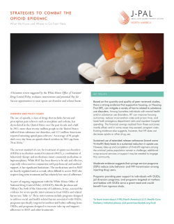 Strategies to Combat the Opioid Epidemic