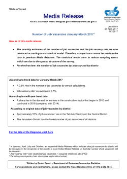 Jerusalem 26 April, 2017 107/2017 Number of Job Vacancies