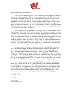 Dear Potential College Football Player, One of the most important