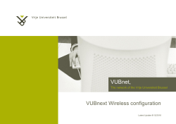 VUBnext Wireless configuration - VUBnet