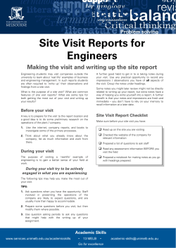 Site Visit Reports for Engineers - University of Melbourne student
