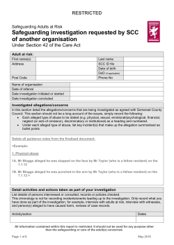 Service provider safeguarding investigation form