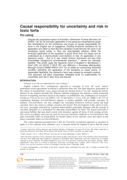 Causal responsibility for uncertainty and risk in toxic torts