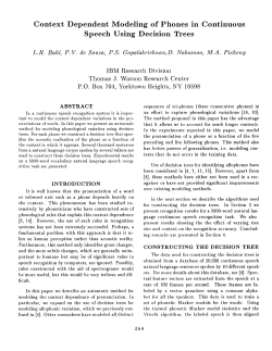 Context Dependent Modeling of Phones in Continuous Speech