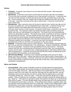 General High School Swimming Information Strokes 1. Freestyle: A