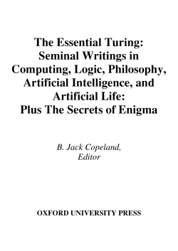 The Essential Turing: Seminal Writings in Computing, Logic