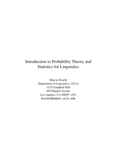 Introduction to Probability Theory and Statistics for Linguistics