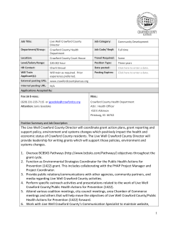 The Live Well Crawford County Director will coordinate grant action