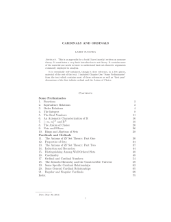 CARDINALS AND ORDINALS Contents Some