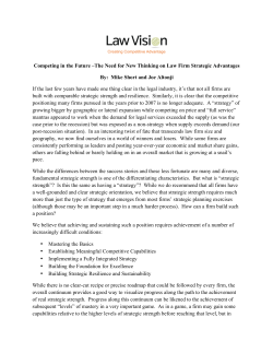 Competing in the Future &ndash;The Need for New Thinking on Law Firm