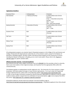 University of La Verne Admission: Agent Guidelines and Policies