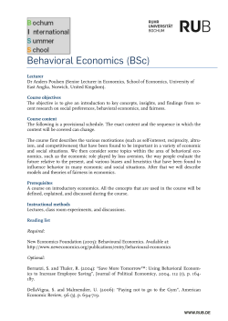 Behavioral Economics (BSc)