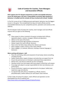 Code of Conduct for Coaches, Team Managers and Association