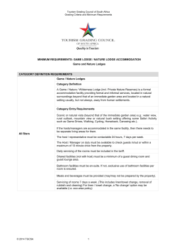 GAME LODGE / NATURE LODGE ACCOMMODATION Game and