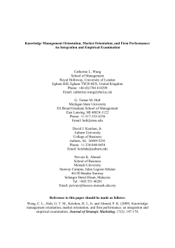 Knowledge Management Orientation, Market Orientation, and Firm
