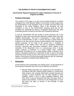 THE BURDEN OF PROOF IN SEX DISCRIMINATION CASES