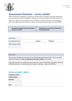 Assessment Outcome &ndash; terms settled