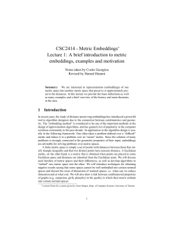 CSC2414 - Metric Embeddings Lecture 1: A