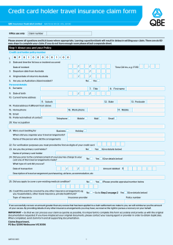 Credit card holder travel insurance claim form