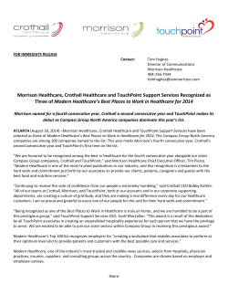 Morrison Healthcare, Crothall Healthcare and TouchPoint Support