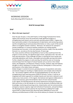 Towards a post-2015 Disaster Risk Reduction framework