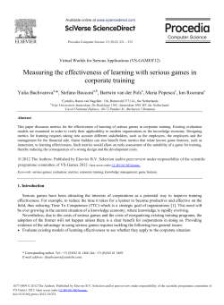 Measuring the Effectiveness of Learning with Serious Games in