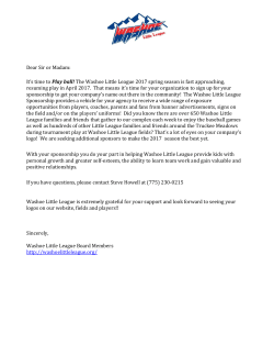 Dear Sir or Madam: It`s time to Play ball! The Washoe Little League