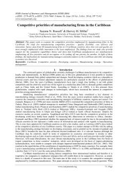 Competitive priorities of manufacturing firms in the