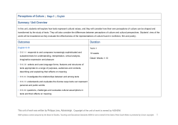 Stage 5 Perceptions of Culture Unit