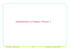 Introduction to Number Theory 1