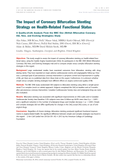 The Impact of Coronary Bifurcation Stenting Strategy on Health