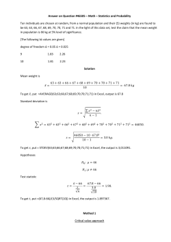 Answer on Question #46505 &ndash; Math &ndash; Statistics and Probability Ten