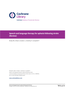Speech and language therapy for aphasia following stroke (Review)