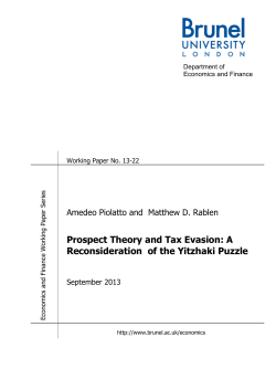Prospect Theory and Tax Evasion: A