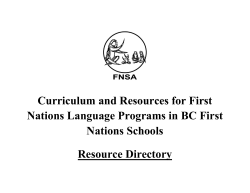 Curriculum and Resources for First Nations Language Programs in