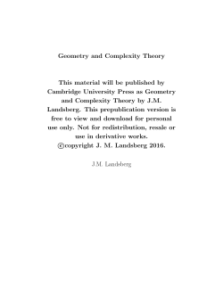 Geometry and Complexity Theory This material will be
