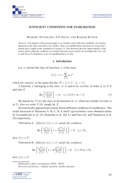 Sufficient conditions for starlikeness - Ele-Math