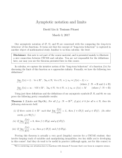 Aymptotic notation and limits - Department of Computer Science