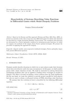 Hyperbolicity of Systems Describing Value Functions in Differential
