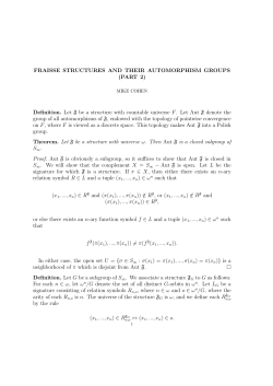 FRAISSE STRUCTURES AND THEIR AUTOMORPHISM GROUPS