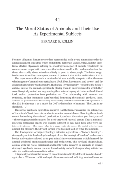 The Moral Status of Animals and Their Use as Experimental Subjects