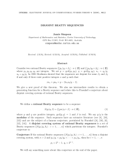 DISJOINT BEATTY SEQUENCES Jamie Simpson simpson@maths
