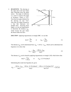 4. REASONING The drawing at the right shows the laser beam after