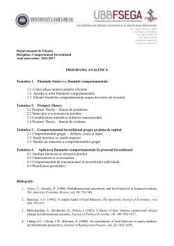 Tematica 3. Comportamentul investițional gregar pe piața de capital