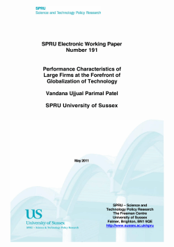 SPRU Electronic Working Paper Number 191 Performance