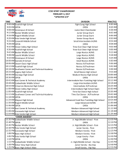 CCSD SPIRIT CHAMPIONSHIP FEBRUARY 4, 2017 *UPDATED 2/3