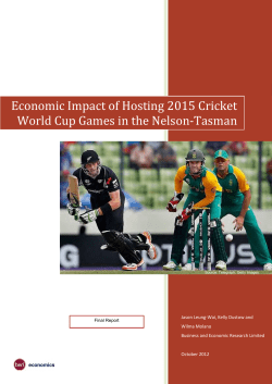 Economic Impact of Hosting 2015 Cricket World Cup Games in the