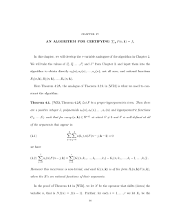 AN ALGORITHM FOR CERTIFYING &sum; k F(n,k) = fn In this chapter