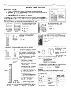 Name Room ______ Measuring Volume Class Notes MEASURING