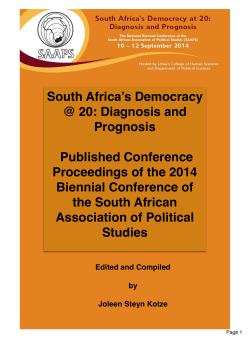 South Africa`s Democracy @ 20: Diagnosis and